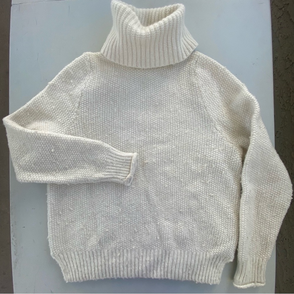 Fuzzy Madewell Varick Turtleneck Sweater White Small